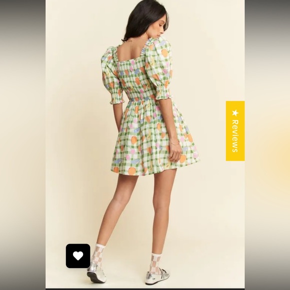 DAVI & DANI FRUITS PRINTED SMOCKING MINI DRESS size L NWT - Picture 3 of 9